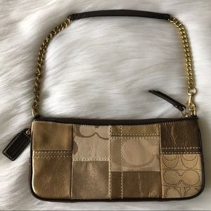 COACH Gold Patchwork Chain Shoulder Purse